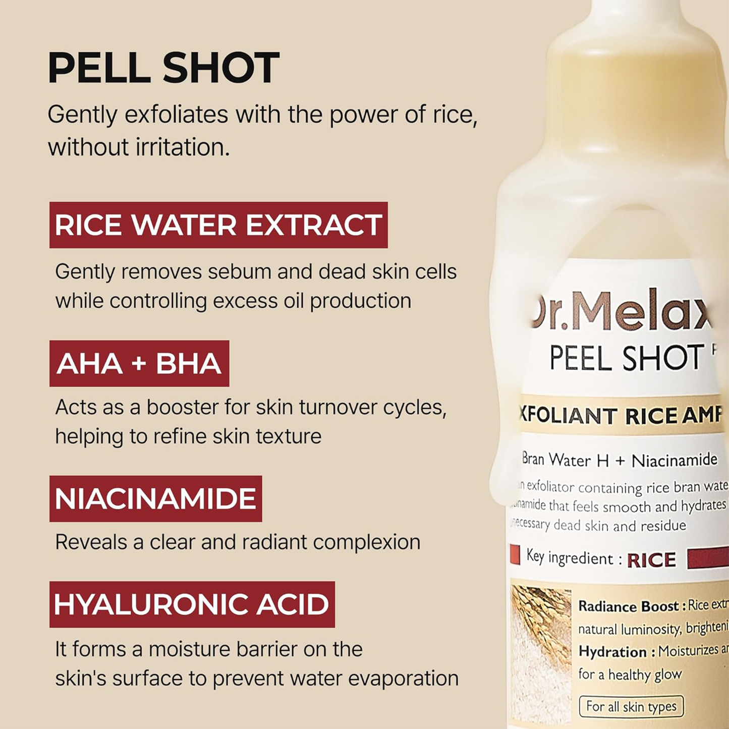 Exclusive Peel Shot Glow White Rice Peeling Ampoule--Skin Care